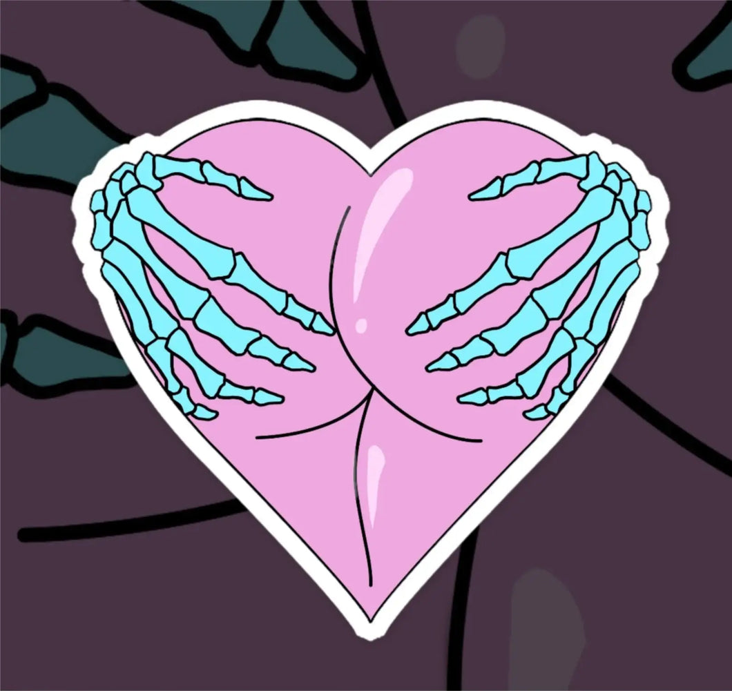 Pastel Goth Sticker - Heart Butt Water Bottle Decal: 2”