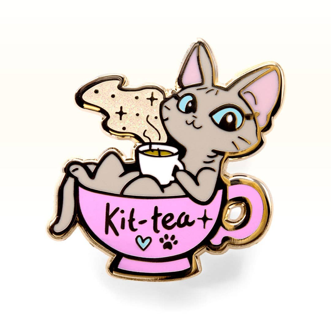 Kit-Tea (Sphynx Cat) Enamel Pin, father's day gift, cat mom