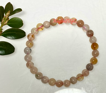 Load image into Gallery viewer, Natural Flower Agate 6mm 7.5” Crystal Stretch Bracelet
