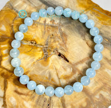 Load image into Gallery viewer, Natural Aquamarine 6mm 7.5” Crystal Bracelet
