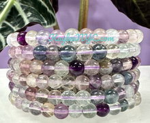 Load image into Gallery viewer, Natural Rainbow Fluorite 6mm 7.5” Stretch Bracelet
