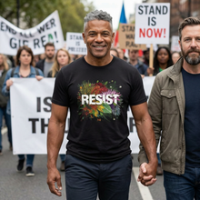 Load image into Gallery viewer, RESIST TeeShirt | Resist TShirts | No Kings Protest Apparel | Resist Facism: Black Heather / XL

