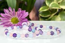 Load image into Gallery viewer, Amethyst Rose Quartz Aquamarine 6mm Bracelet
