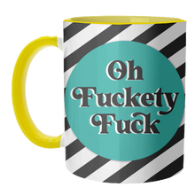 Load image into Gallery viewer, Mugs 'Oh Fuckety Fuck!! Teal Design': Mug Colour Inner &amp; Handle 11oz - Black
