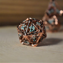 Load image into Gallery viewer, Legends of Valhalla - Copper and Blue Hollow Metal Dice Set
