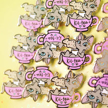 Load image into Gallery viewer, Kit-Tea (Sphynx Cat) Enamel Pin, father&#39;s day gift, cat mom

