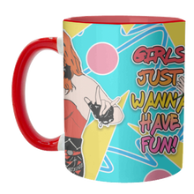 Load image into Gallery viewer, Mugs 'Girls Just Wanna Have Fun!': Mug Colour Inner &amp; Handle 11oz - Black
