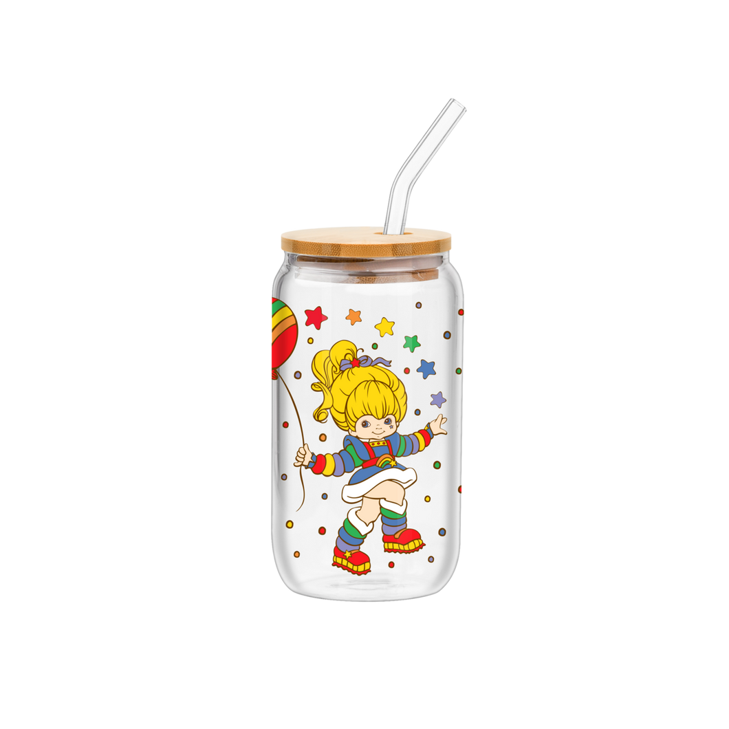 Rainbow Brite RB Balloon Star Dots 16oz Glass Tumbler