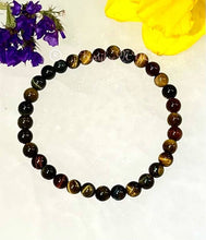 Load image into Gallery viewer, Natural Mix Tiger Eye 6mm 7.5” Crystal Healing Stretch Brace
