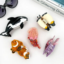 Load image into Gallery viewer, Acetate Marine Life Hair Clip, Squid &amp; Jellyfish Claw Clip: Orca

