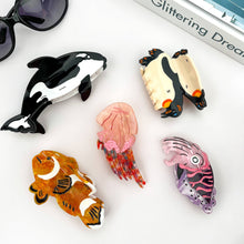 Load image into Gallery viewer, Acetate Marine Life Hair Clip, Squid &amp; Jellyfish Claw Clip: Orca
