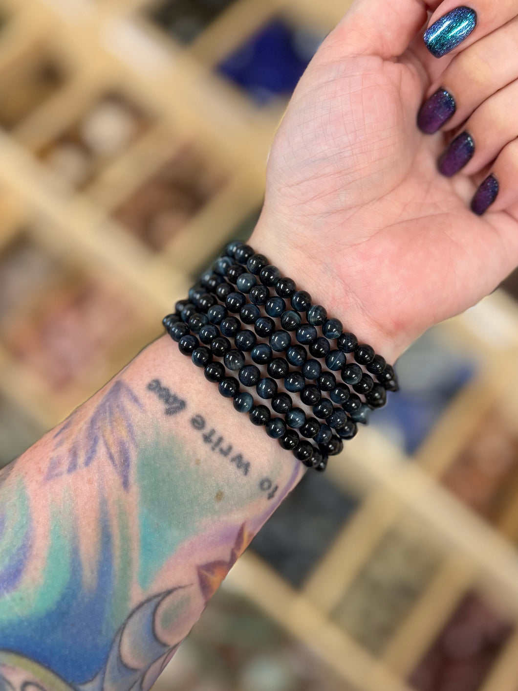 ONE 6MM Blue Tigers Eye Bracelet