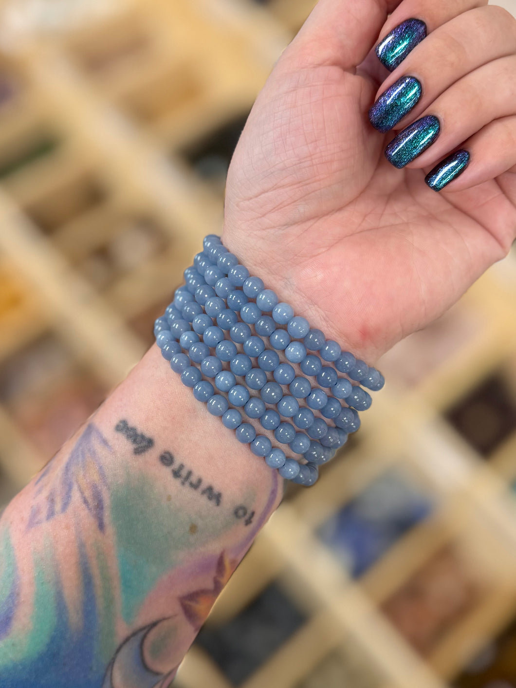 ONE 6MM Angelite Bracelet
