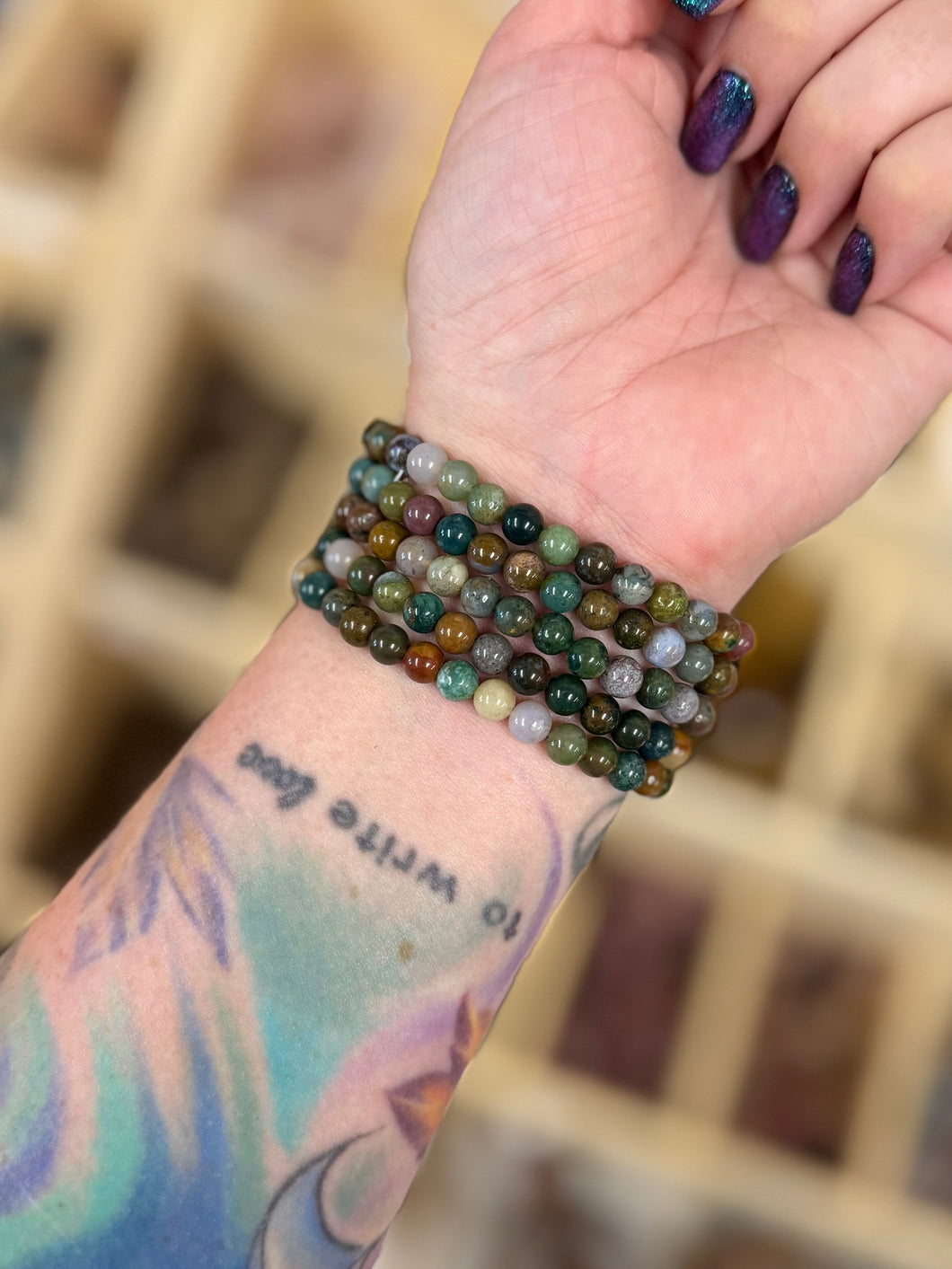 ONE 6MM Indian Agate Bracelet