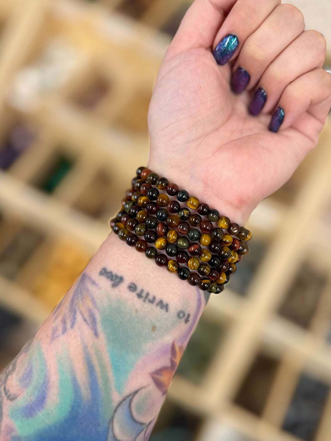ONE 8MM Mixed Tigers Eye Bracelet