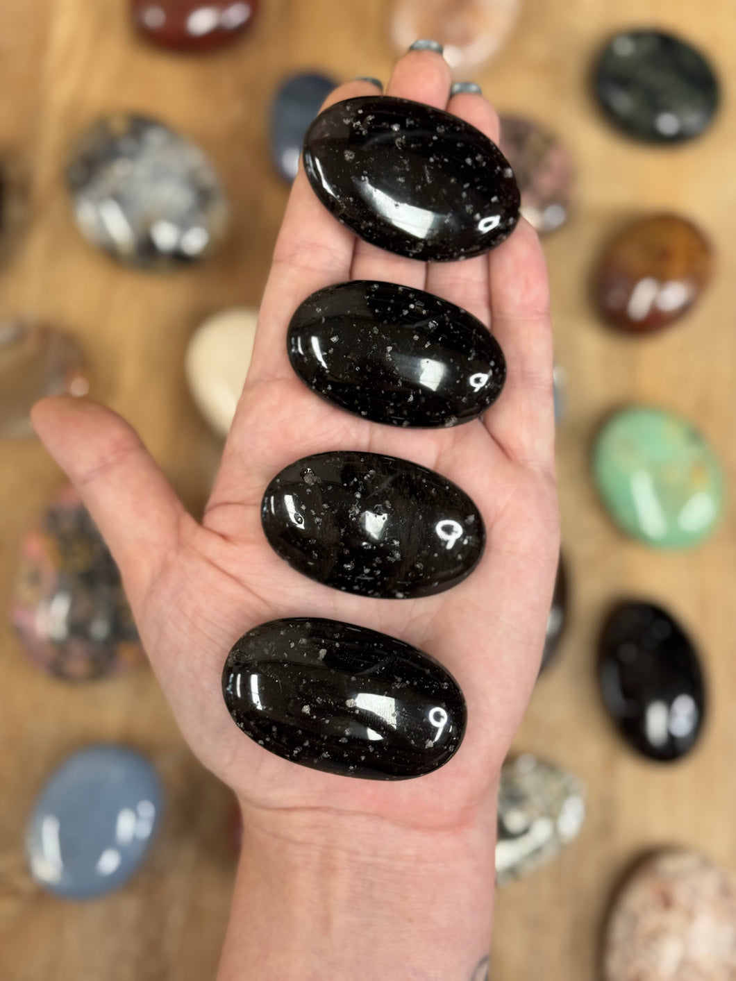 ONE Stardust Obsidian Palm Stone