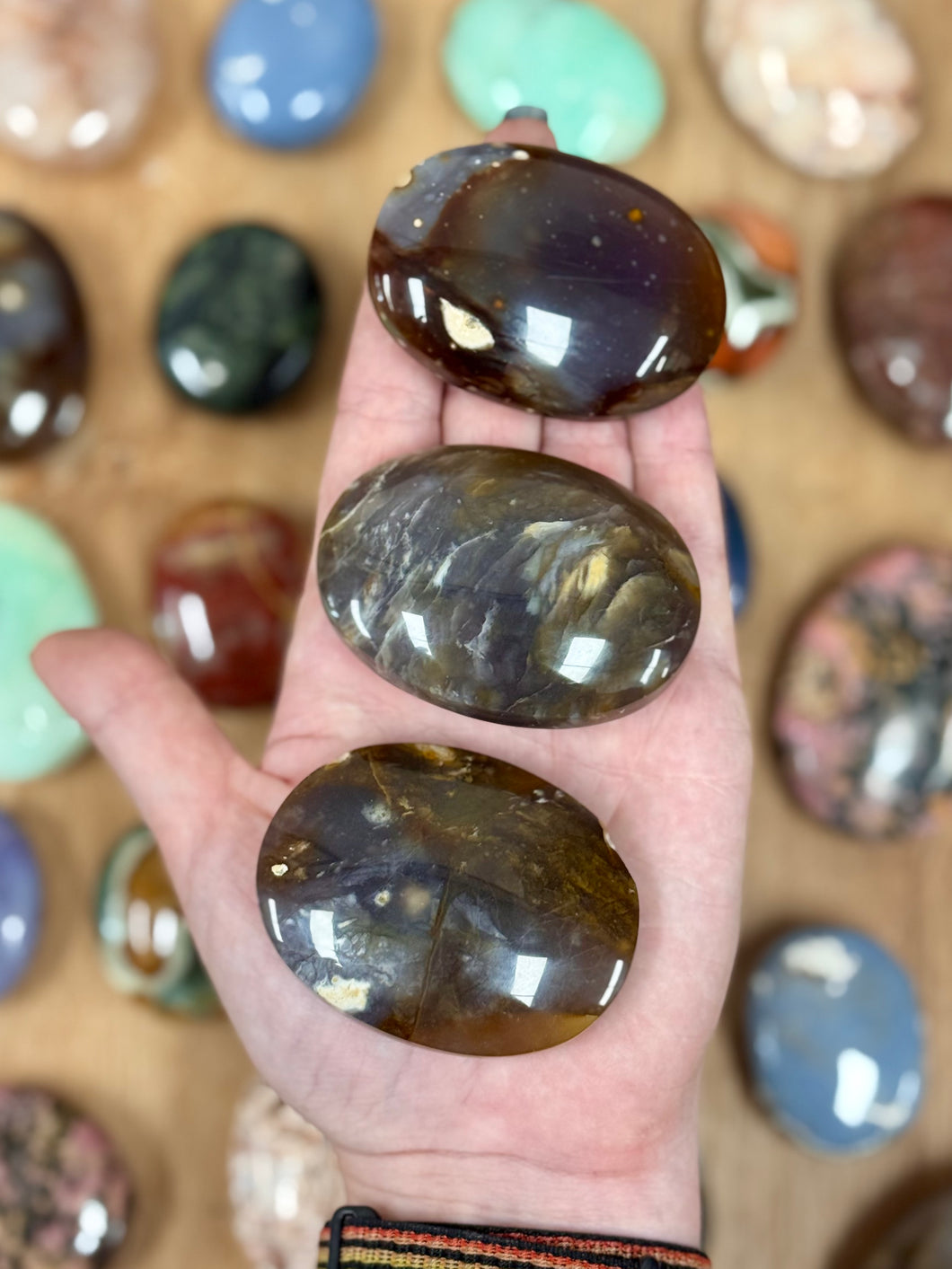 ONE Purple Chalcedony Palm Stone