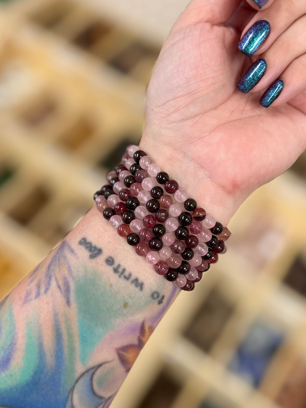 ONE 6MM Heart Chakra - Rose Quartz, Garnet, and Strawberry Quartz Bracelet