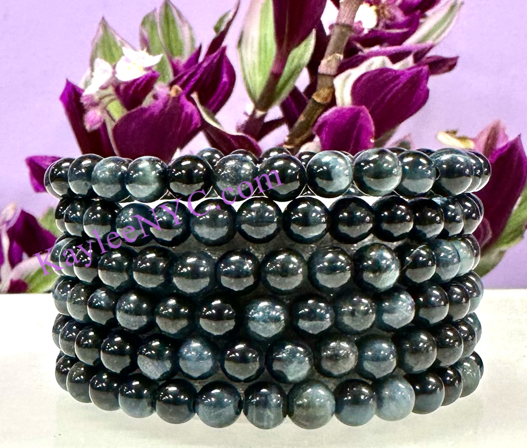 Natural Blue Tiger Eye 6mm 7.5” Stretch Bracelet