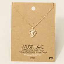 Load image into Gallery viewer, Hammered Monstera Leaf Pendant Necklace: R
