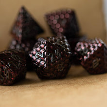 Load image into Gallery viewer, Blood Red Dragon's Egg Metal Dice Set
