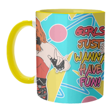 Load image into Gallery viewer, Mugs 'Girls Just Wanna Have Fun!': Mug Colour Inner &amp; Handle 11oz - Black
