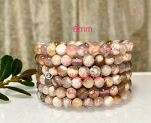 Load image into Gallery viewer, Natural Flower Agate 6mm 7.5” Crystal Stretch Bracelet
