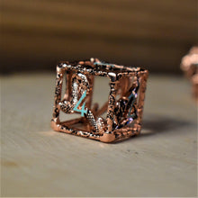 Load image into Gallery viewer, Legends of Valhalla - Copper and Blue Hollow Metal Dice Set
