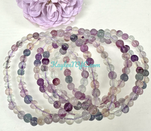 Load image into Gallery viewer, Natural Rainbow Fluorite 6mm 7.5” Stretch Bracelet
