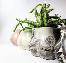 Load image into Gallery viewer, Concrete Lady Booty Pot | Butt Cheek Planter | Drain hole: Maroon/pink/rose gold
