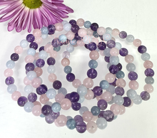 Load image into Gallery viewer, Amethyst Rose Quartz Aquamarine 6mm Bracelet
