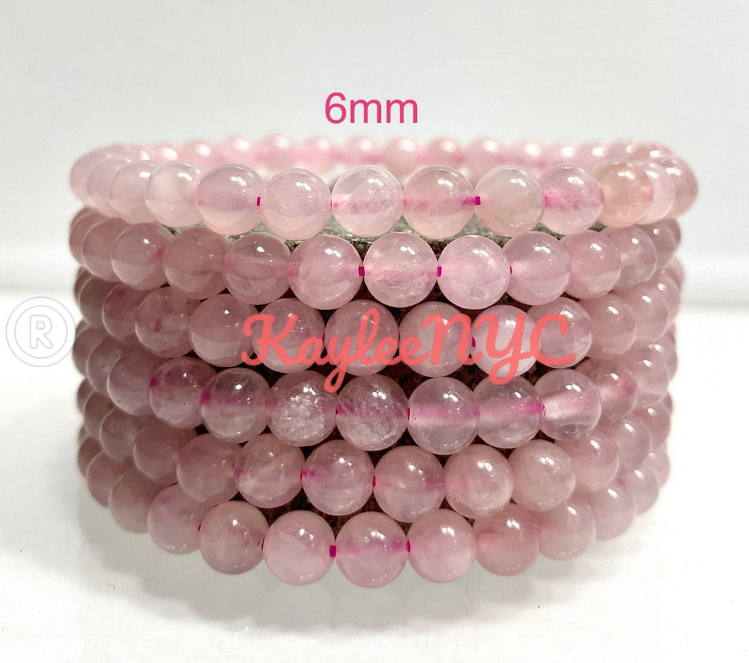 Natural Rose Quartz 6mm 7.5” Crystal Healing Stretch Bracele