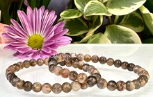 Load image into Gallery viewer, Natural Black Moonstone 6mm 7.5” Stretch Bracelet
