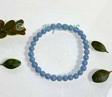 Load image into Gallery viewer, Natural Angelite 6mm 7.5” Crystal Bracelet
