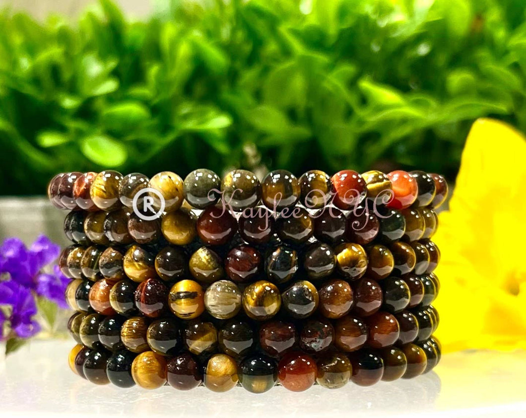 Natural Mix Tiger Eye 6mm 7.5” Crystal Healing Stretch Brace