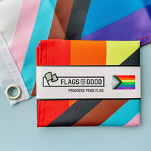 Load image into Gallery viewer, Progress LGBTQ+ Pride Flag: (L) 3ft x 5ft Double-Sided with Grommets
