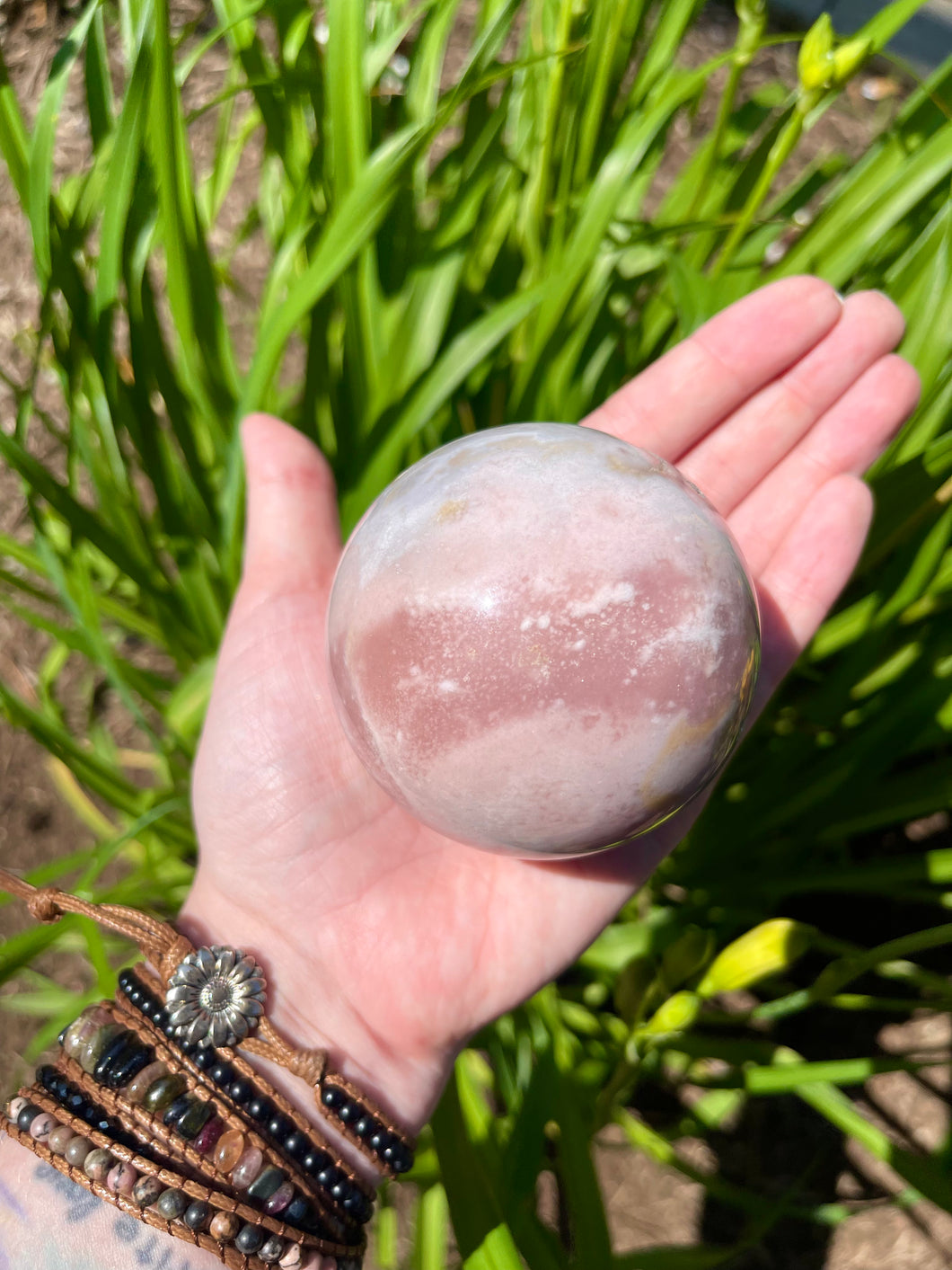 Pink Amethyst in Flower Agate Sphere