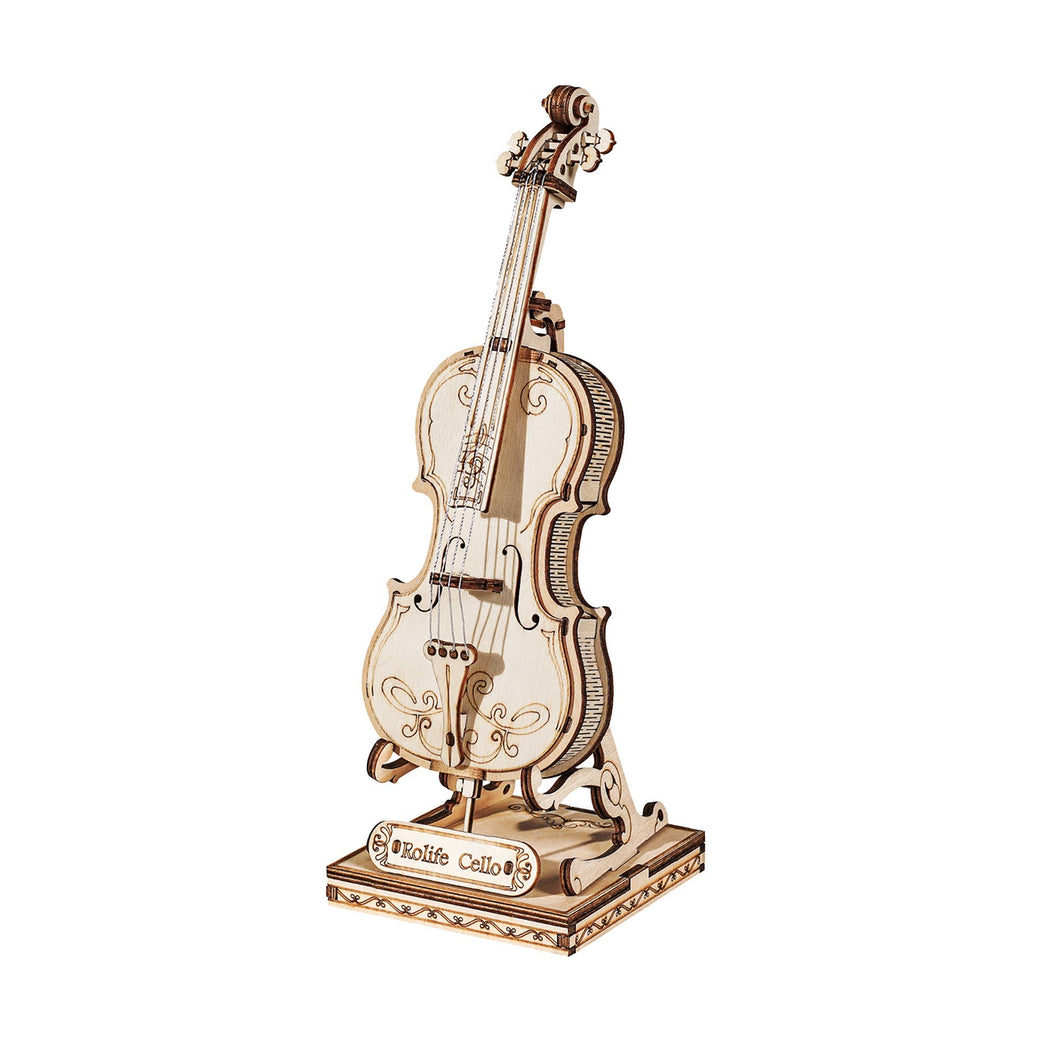 3D Laser Cut Wooden Puzzle: Cello